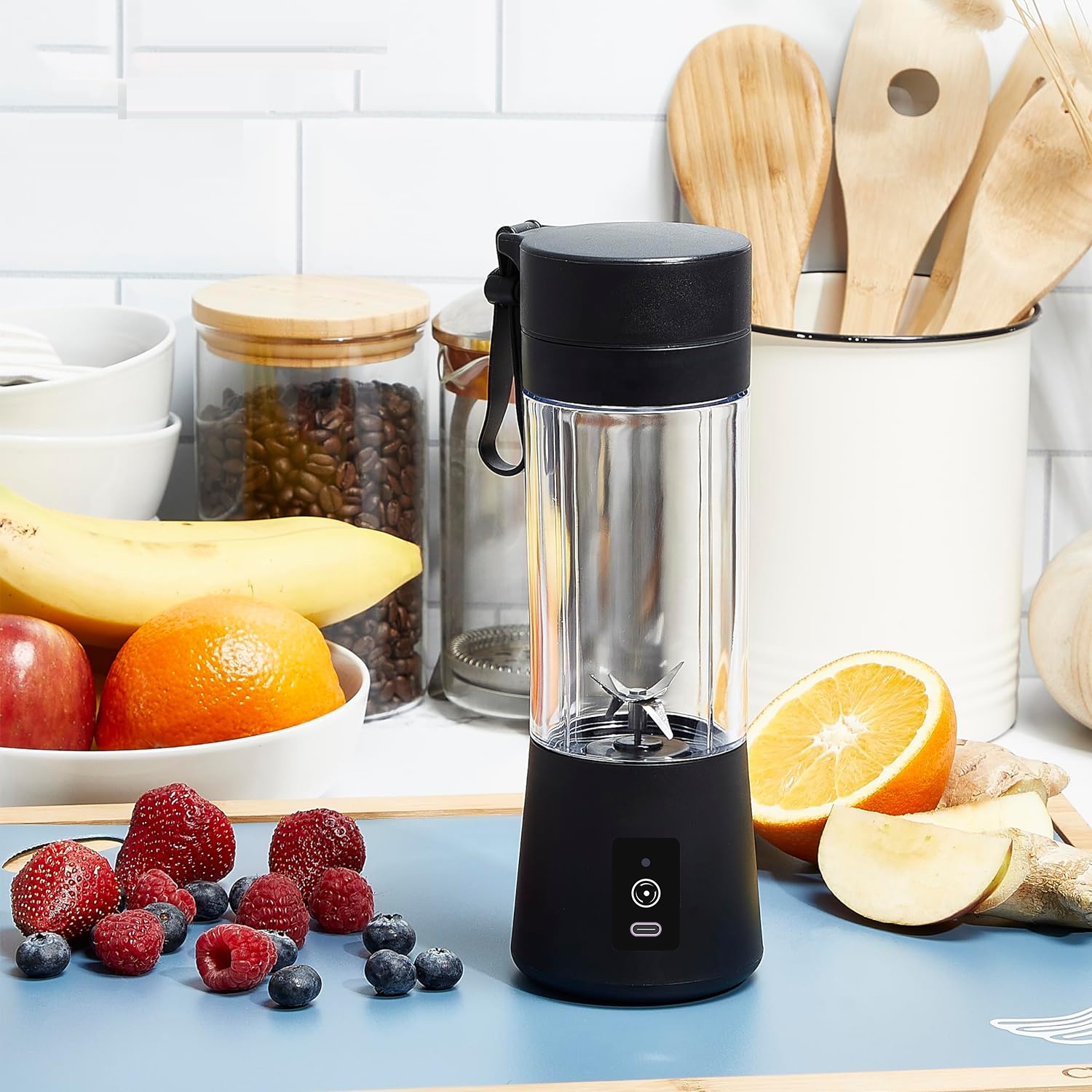 Portable Blender Usb Rechargeable - メーカー人気商品、家庭用小型キッチン家電、6枚刃、充電式、ポータブルブレンダー、USB充電式、380ml