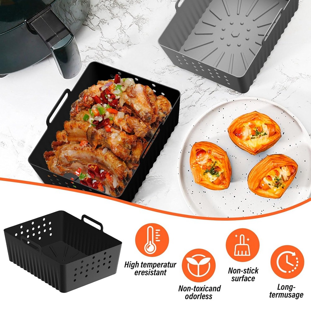 Air Fryer Silicone Pot Liner - 新入荷-2個入りエアフライヤーシリコンライナー（Ninjia SL400UK/SL401用）エアフライヤーバスケット用再利用可能なエアフライヤーポットアクセサリー