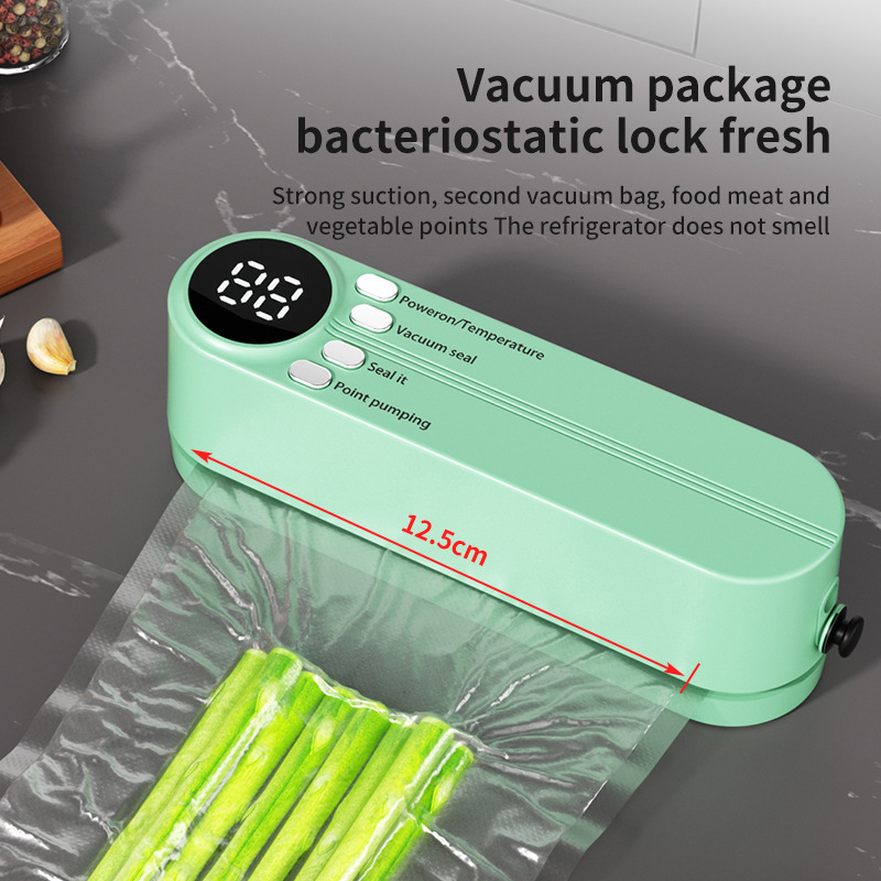Food Vacuum Sealer Machine - 小型ワイヤレス真空シーラー、充電式家庭用食品用プラスチックシーリング機、キッチン用包装機