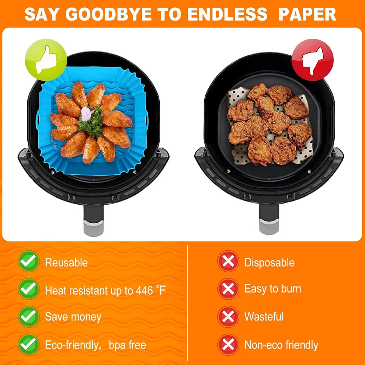 エアフライヤーシリコンライナーポット、エアフライヤーバスケッ - Air Fryer Silicone Pot Liner のレビューと価格