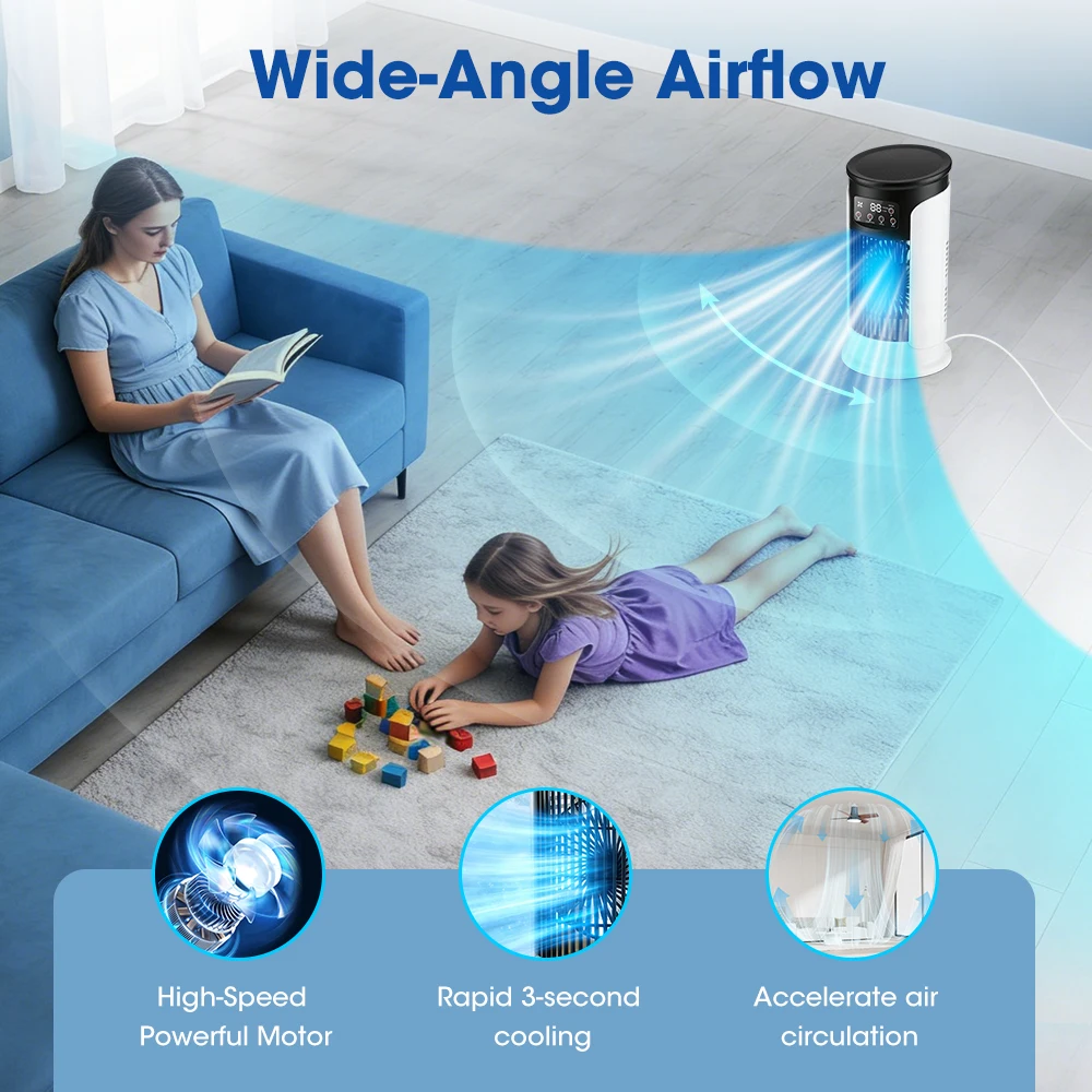 3in1家庭用扇風機エアコンポータブル6段階風量調節エアクー - Air Conditioners のレビューと価格